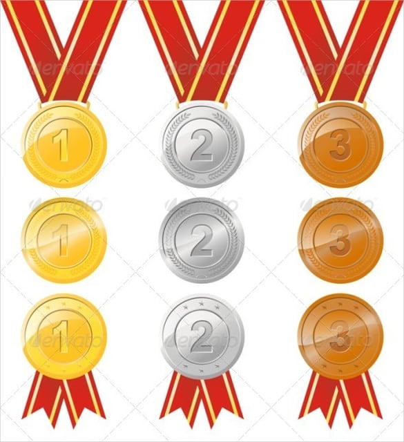 gold silver bronze award medal with ribbon