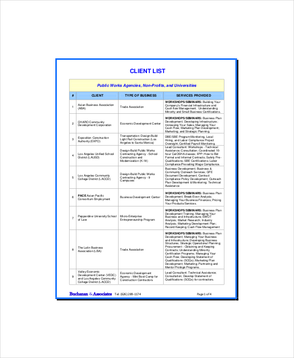 Client List Template - 6+ Free Word, PDF Documents Download | Free