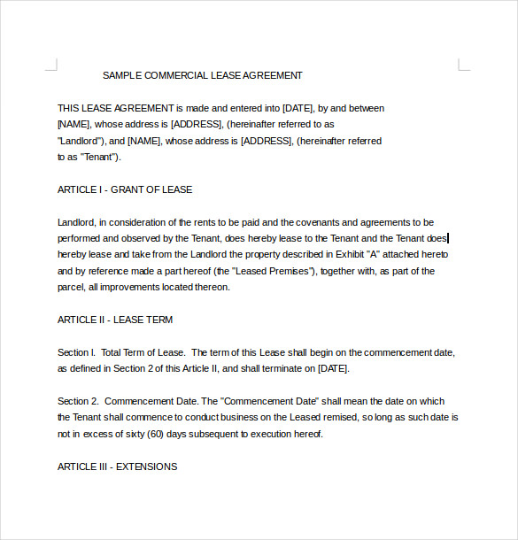 commercial rental agreement