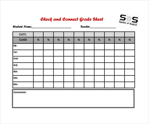 check and connect grade sheet free pdf templates