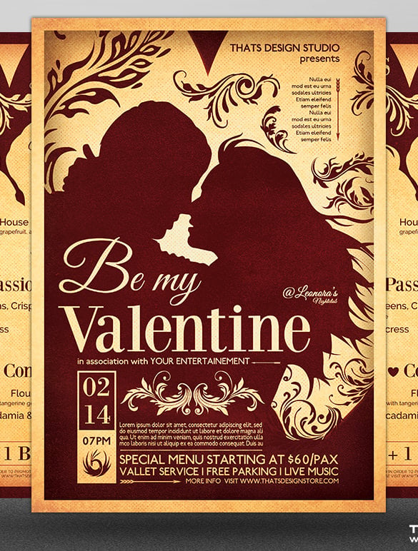 premium printable valentines day flyer menu bundle template