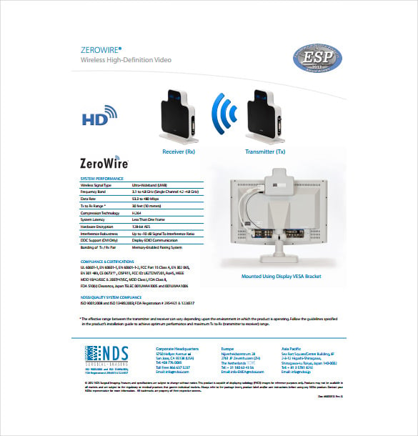 zerowire sales sheet free pdf template download