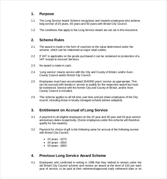 long service award scheme