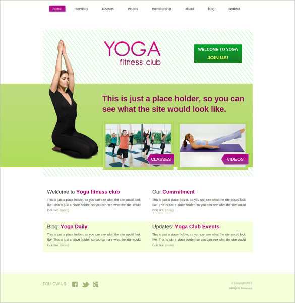 free yoga fitness php website template 11