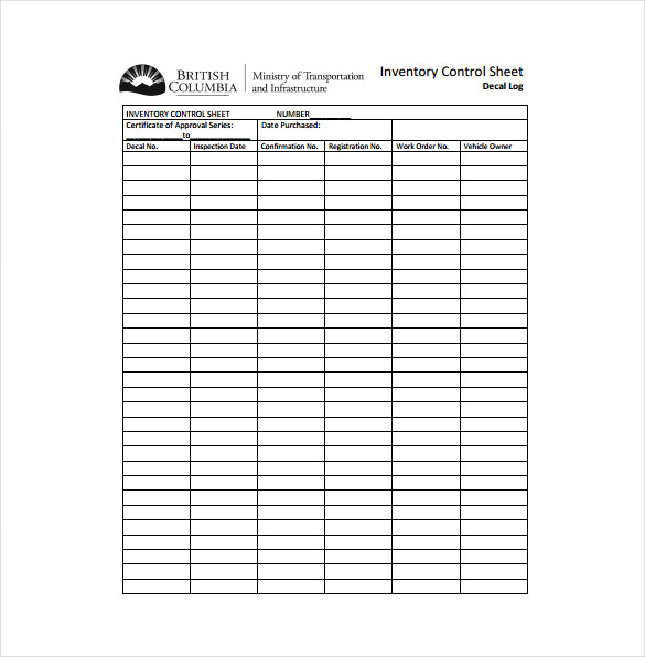 Free Inventory Sheet Pdf - Printable Templates