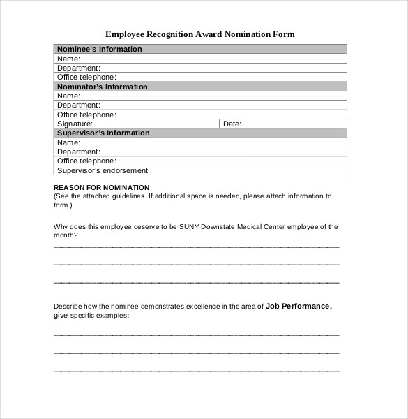 Employee Recognition Awards Template 12  Word PDF Google Docs