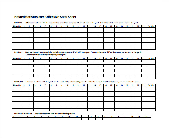 Football Stat Sheet Template Excel Master Template