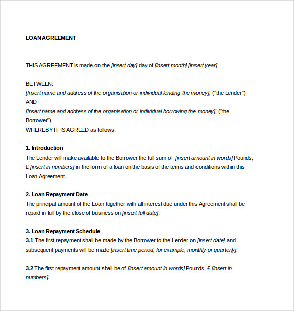 loan repayment agreement template free