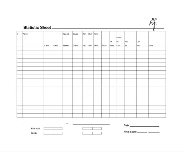 soccer stat sheet pdf template free download