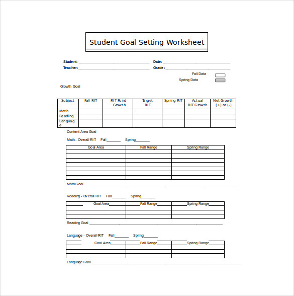 Goal Setting Chart Template