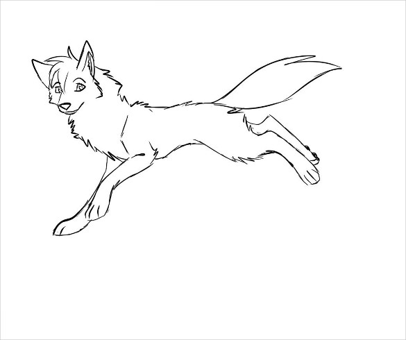 high resolution wolf drawing template