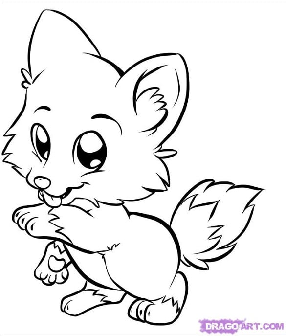 attractive baby wolfs drawing template