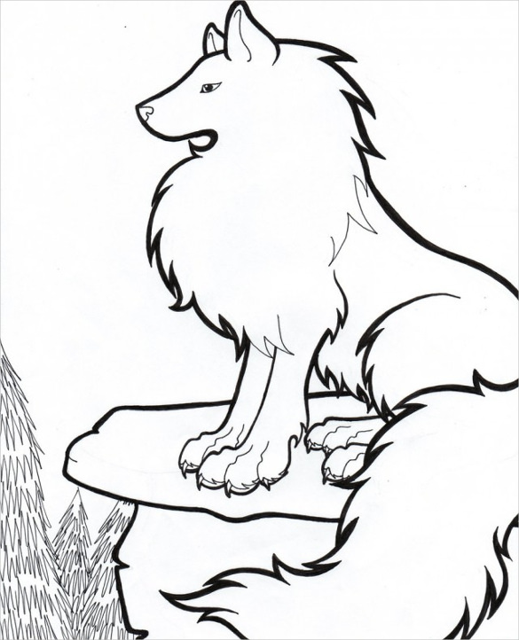 easy to color wolfs drawing template