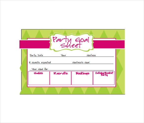 party goal sheet pdf template free download