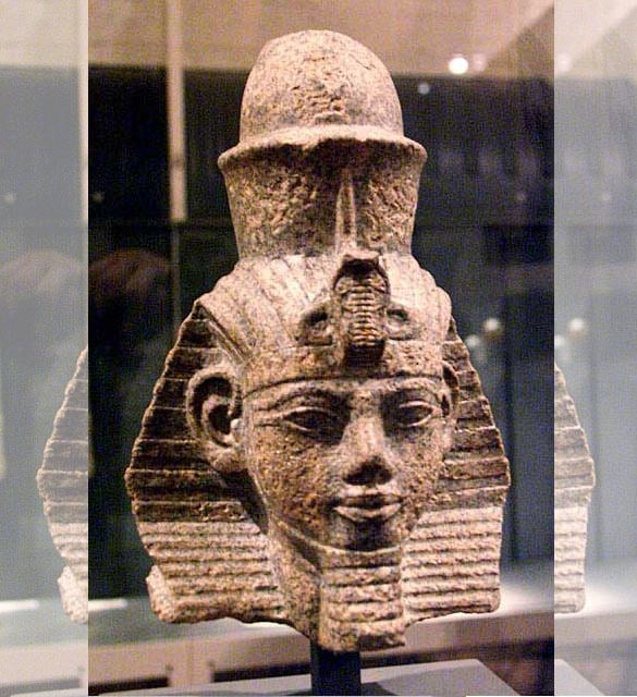 a sculpted head of amenhotep iii art