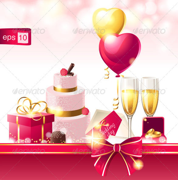bright wedding background in pink colors ai format