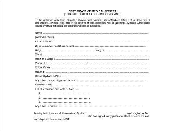 pdf format certificate of medical fitness free download