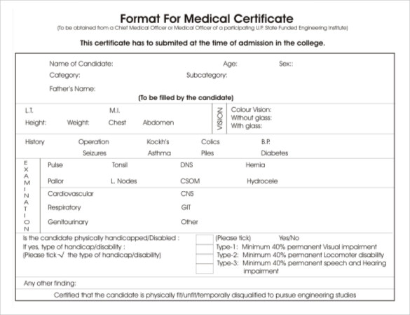 doctor medical certificate template pdf format free download