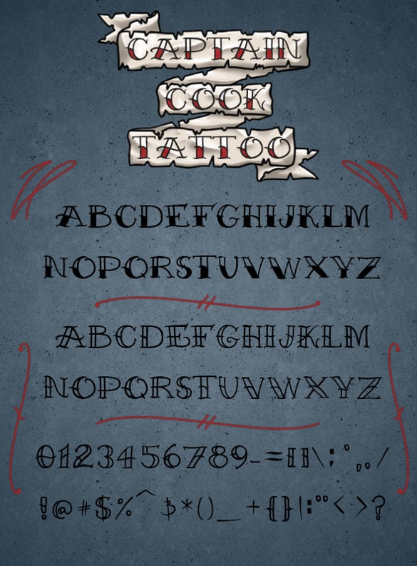 captain cook cool tattoo font download