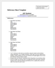Job Reference Sheet PDF Template Free