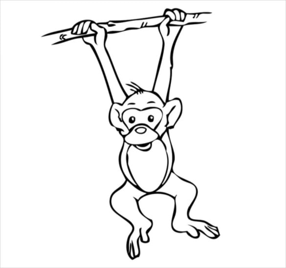 monkey coloring page pdf free download