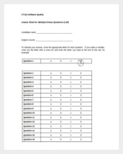 Answer Sheet for Multiple Choice Questions Word Free