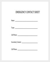 Emergency Contact Sheet Template Free