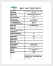 Real Estatae Spec Sheet PDF Template Free