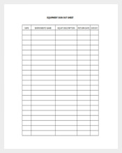 Equpiment Sign Out Sheet Excel Template Free
