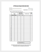 3P Pharmacy Program Daily Sales Sheet PDF Free