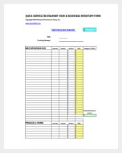 Monthly QSR Inventory Spreadsheet Excel Free