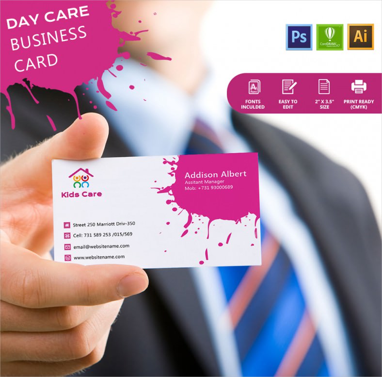 Simple Day Care Business Card Template Free Premium Templates