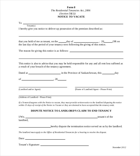 form 8 the residential tenancies