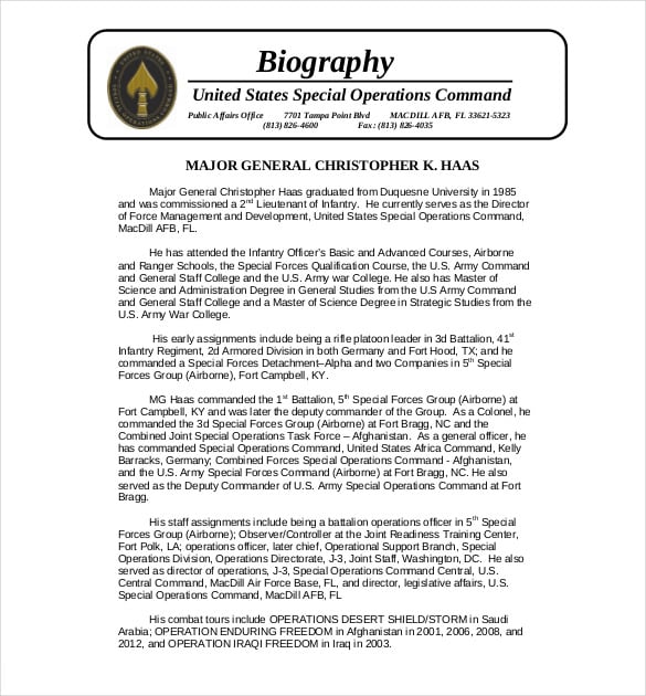 command biography template