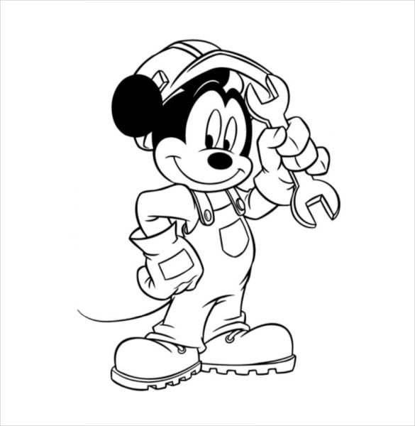 mickey repairing coloring page pdf free download