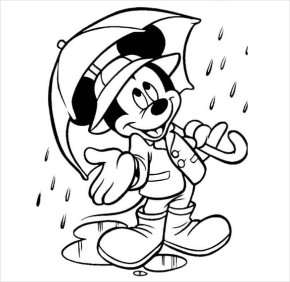 mickey mouse in rain coloring page pdf free download
