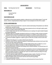 Fine Dining Junior Sous Chef Job Description PDF Format