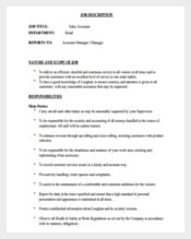 Sales Assistant Manager Job Description Free PDF Format