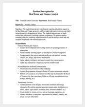 Associate Financial Analyst Job Description PDF Format