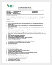 Commercial Bank Teller Job Description Free PDF Foermat