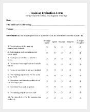 Simple Training Evaluation Survey Form Free PDF Download