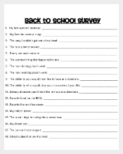 PDF Template for Fun Back to School Student Survey