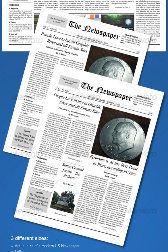 old newspaper template for pages