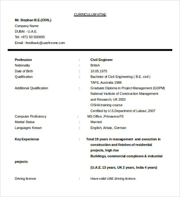 resume format for freshers diploma civil engineer doc