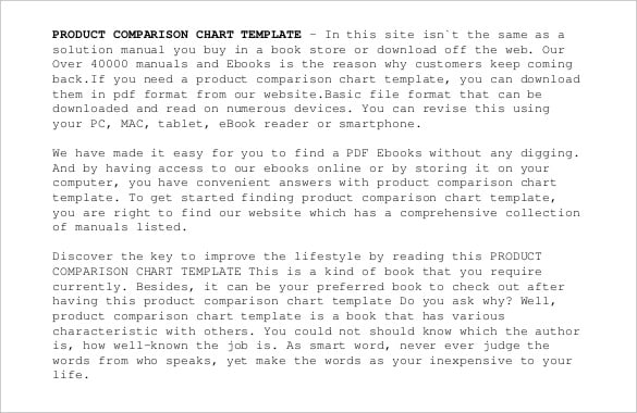 product comparison chart template free pdf format