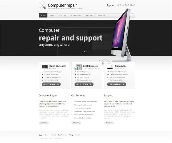 simple computer repair moto cms html website template