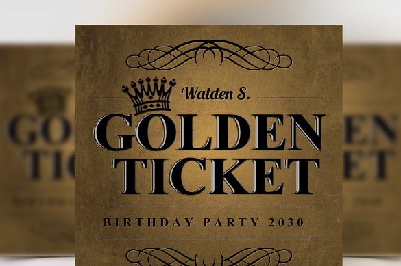 golden ticket birthday invitation