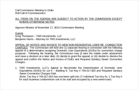 notice of commission meeting agenda free download pdf format 2