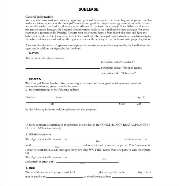 19+ Sublease Agreement Templates - Word, Pdf, Pages