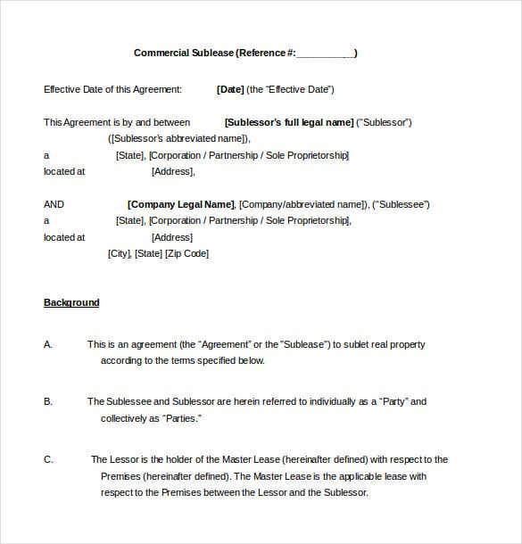 19 Sublease Agreement Templates Word Pdf Pages Free Premium Templates